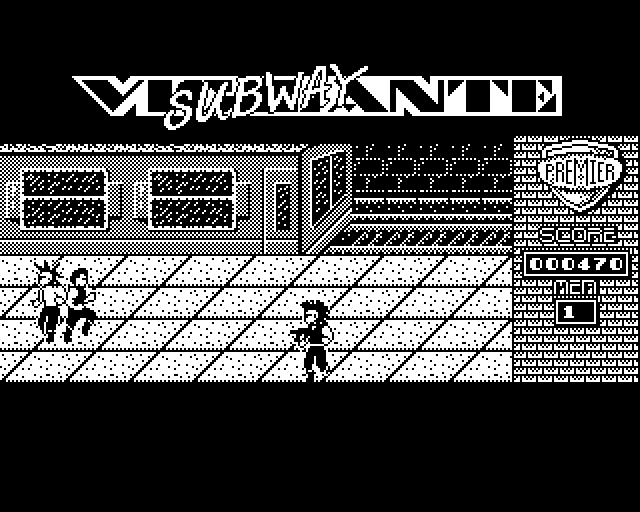 Subway Vigilante (BBC Micro) screenshot: Now They Have Guns