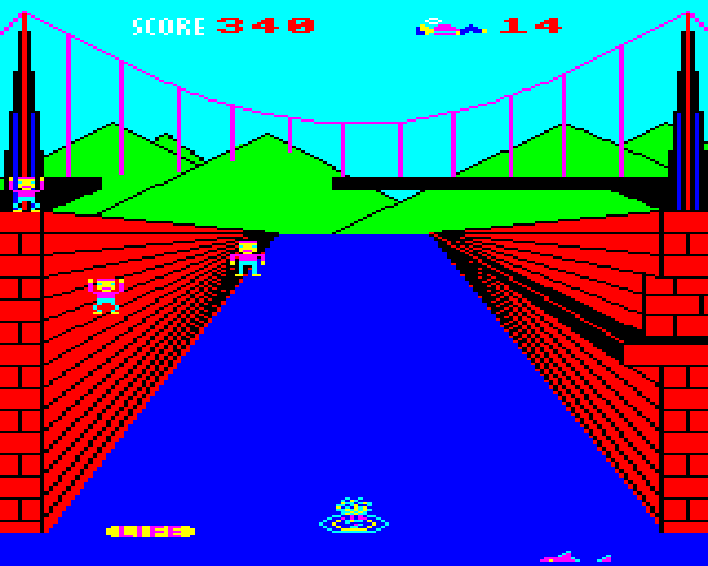 Lemming Syndrome (BBC Micro) screenshot: Here's the Shark