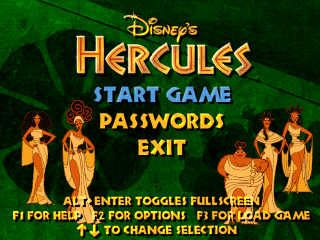 Disney's Hercules (Windows) screenshot: main menu