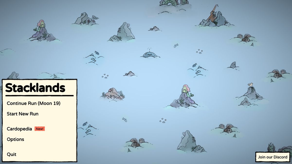 Stacklands (Windows) screenshot: The main menu changes once you arrive at the island.