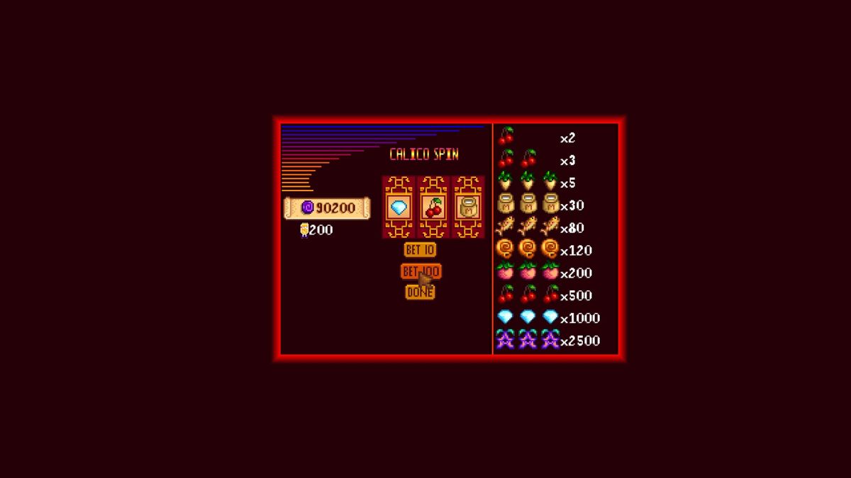 Stardew Valley (Windows) screenshot: Slot machine games at the casino.