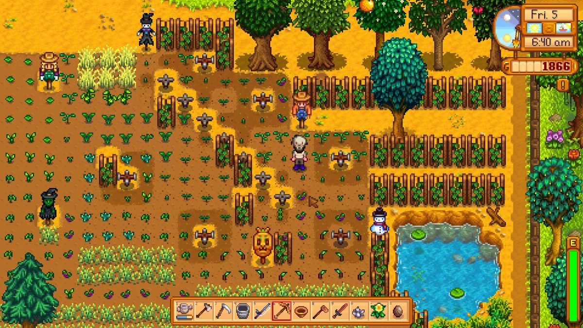 Stardew Valley (Windows) screenshot: Your farm buildouts can grow quite large.