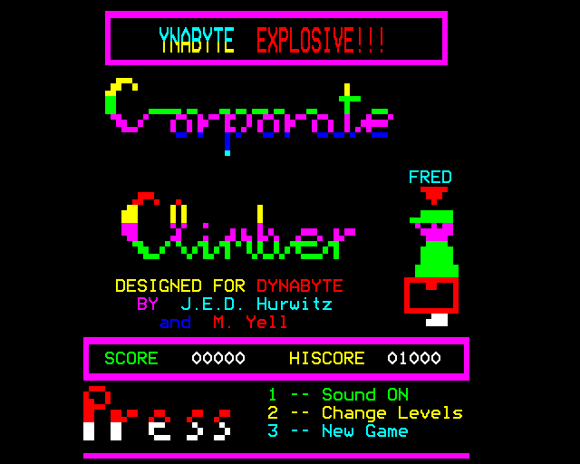 Corporate Climber (BBC Micro) screenshot: Main Menu