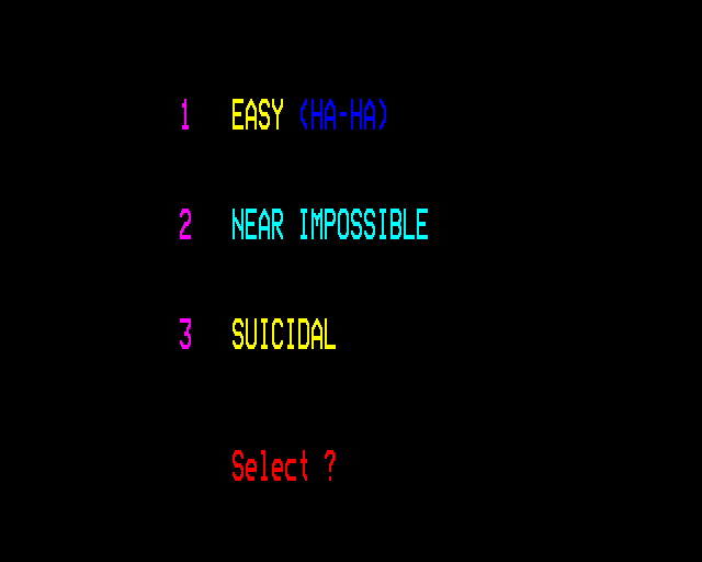 Corporate Climber (BBC Micro) screenshot: Choose a Difficulty