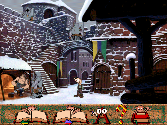 Playtoons 3: The Secret of the Castle (Windows 3.x) screenshot: When the cursor changes, an item or person can clicked
