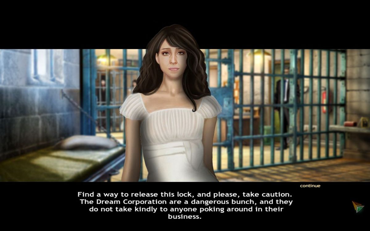 The Emerald Maiden: Symphony of Dreams (Collector's Edition) (Windows) screenshot: The Bonus Chapter: This starts with the main character and her parents being locked up by some bad guys