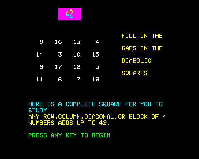 Brain Teasers (BBC Micro) screenshot: 42: Instructions