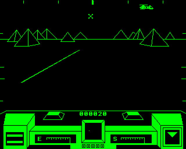 3-D Tank Zone (BBC Micro) screenshot: Larger Helicopter