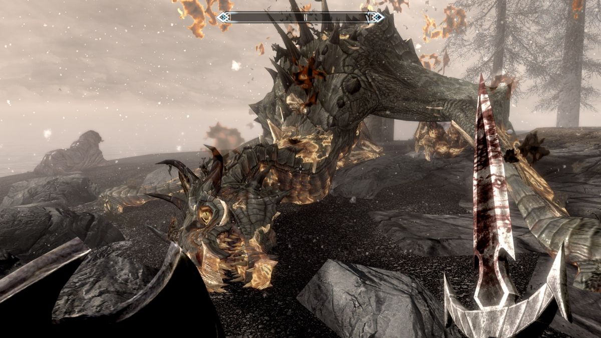 The Elder Scrolls V: Skyrim - Special Edition (Windows) screenshot: Freshly slain dragon.