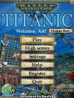 Hidden Expedition: Titanic (Symbian) screenshot: Main menu