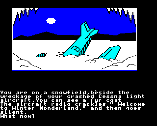Winter Wonderland (BBC Micro) screenshot: Starting the Adventure