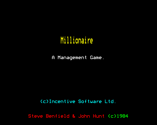 Millionaire (BBC Micro) screenshot: Title Screen