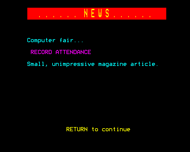 Millionaire (BBC Micro) screenshot: News