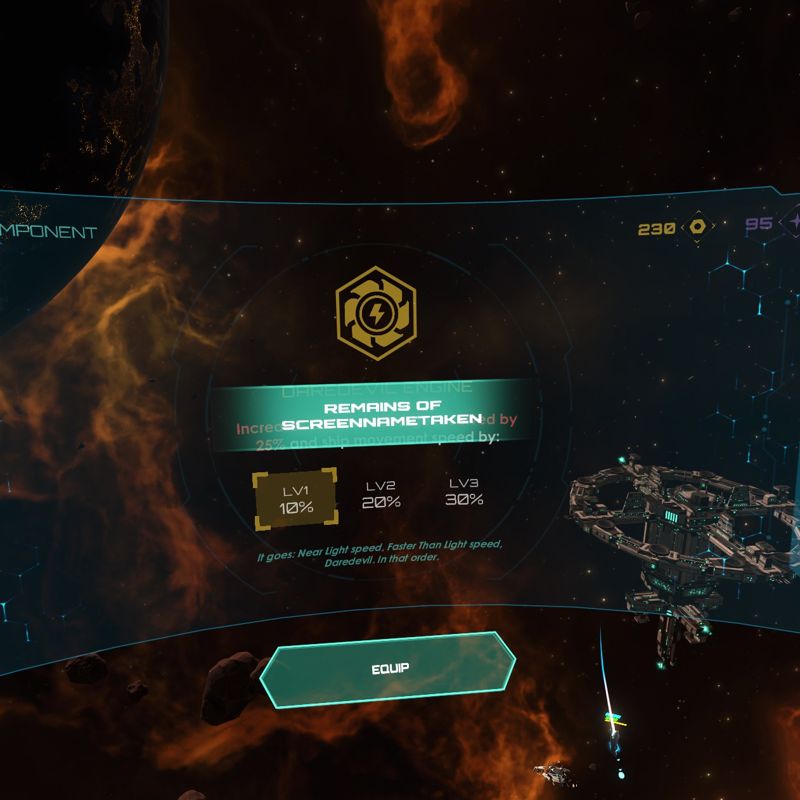 Ghost Signal: A Stellaris Game (Windows) screenshot: Upgrade your ship with loot from battles or from scanning beings you might encounter in your travels.