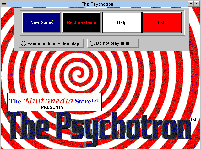The Psychotron (Windows 3.x) screenshot: Title screen