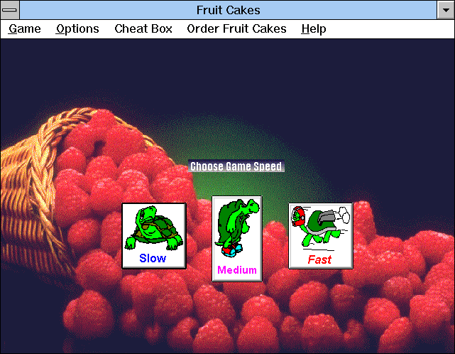 Fruit Cakes (Windows 3.x) screenshot: Test your speed