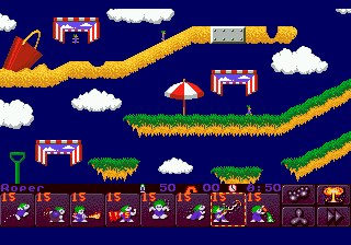 Lemmings 2: The Tribes (Genesis) screenshot: Beach level