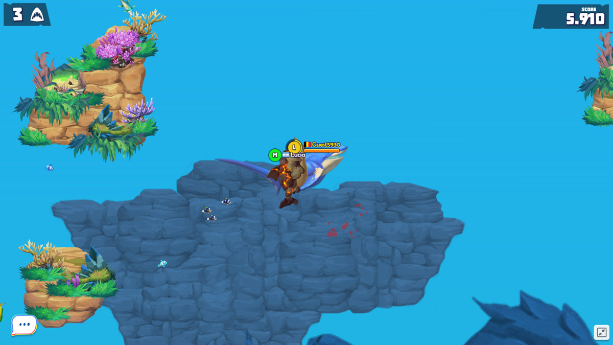 Hungry Shark: Arena (Browser) screenshot: Attacking another player.