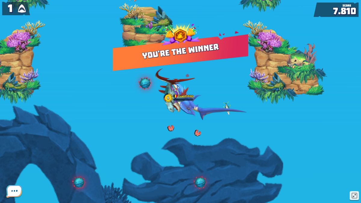 Hungry Shark: Arena (Browser) screenshot: Game won