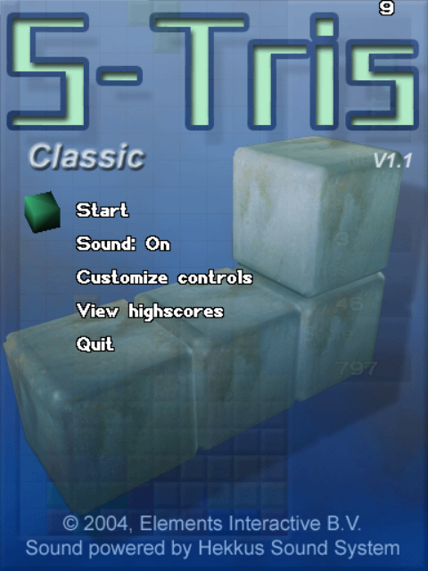 S-Tris (Windows) screenshot: Main menu