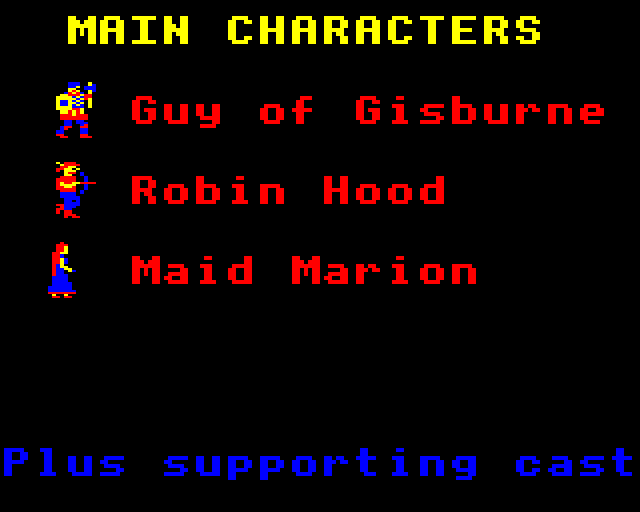 Gisburne's Castle (BBC Micro) screenshot: Main Characters