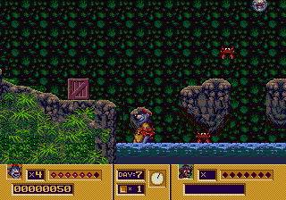 Disney's TaleSpin (Genesis) screenshot: Attacked by crabs