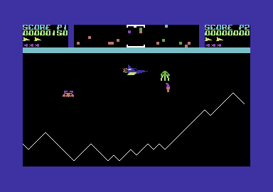 Paladin (Commodore 64) screenshot: Green aliens try to abduct prisoners