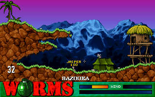 Worms (DOS) screenshot: Worms in the jungle