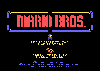 Mario Bros. (Atari 8-bit) screenshot: Title screen