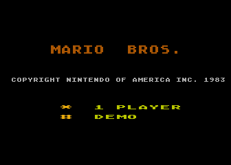 Mario Bros. (Atari 5200) screenshot: Title screen and main menu