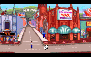 Les Manley in: Lost in L.A. (DOS) screenshot: Hmm, anything useful on Hollywood Blvd?