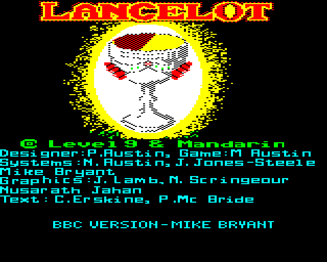 Lancelot (BBC Micro) screenshot: Title Screen