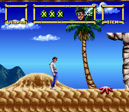 Lester the Unlikely (SNES) screenshot: With matching atypical hero-poise!