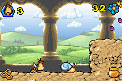 Maya the Bee: Sweet Gold (Game Boy Advance) screenshot: Crawl like a snail