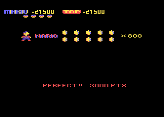 Mario Bros. (Atari 8-bit) screenshot: Coin phase complete; I collect all the coins!
