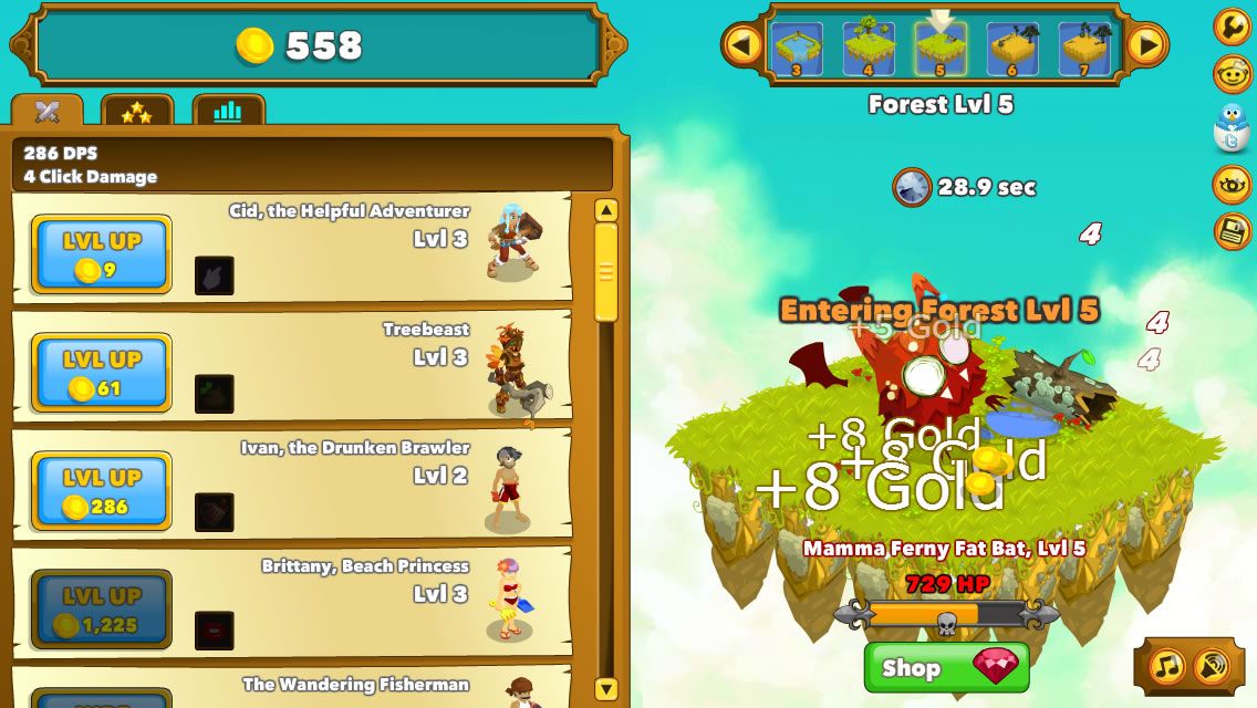 Clicker Heroes (Browser) screenshot: A times appears when you are fighting a boss.