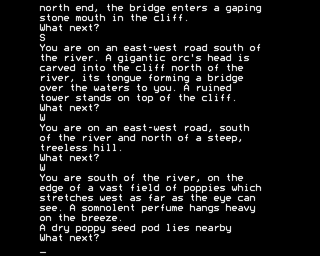Dungeon Adventure (BBC Micro) screenshot: Travelling Along the River