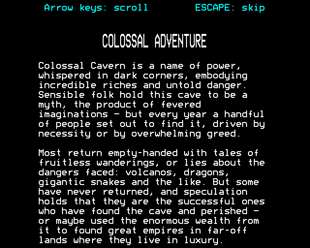 Colossal Adventure (BBC Micro) screenshot: Introduction