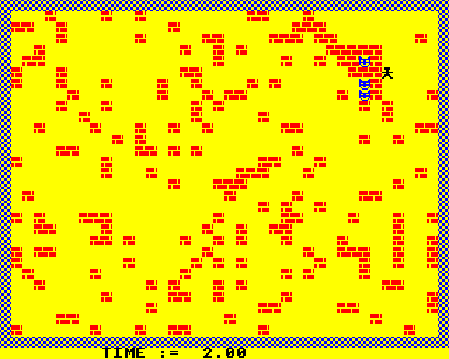 Brick 'em in (BBC Micro) screenshot: One Trapped