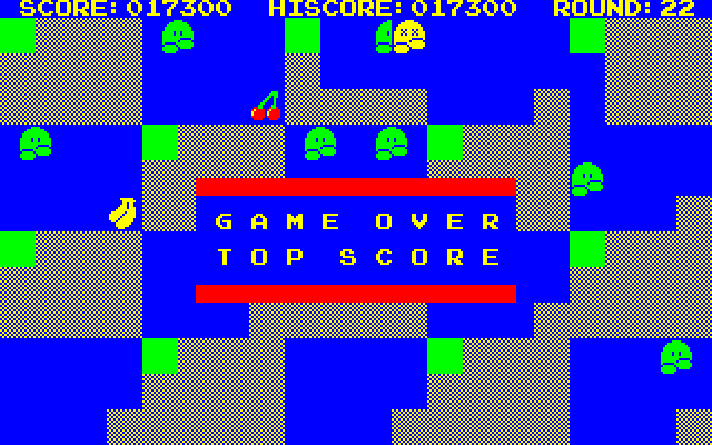 Nuts & Milk (PC-6001) screenshot: Game Over Top Score