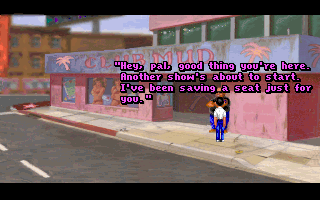 Les Manley in: Lost in L.A. (DOS) screenshot: Attempting to get into Club Mud