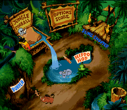 Disney's Timon & Pumbaa's Jungle Games (SNES) screenshot: Main menu.