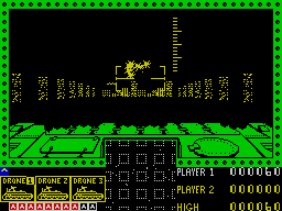 3D Seiddab Attack (ZX Spectrum) screenshot: Blowing target far away.