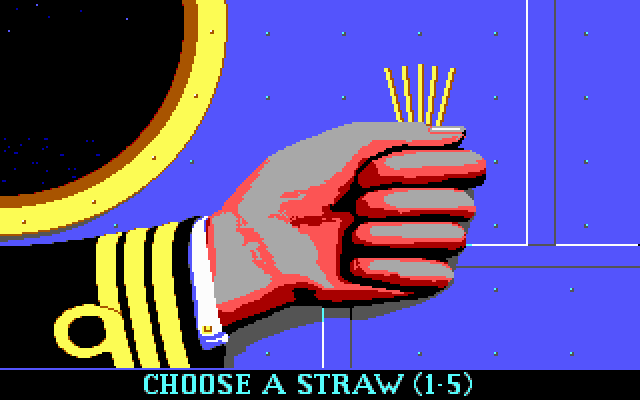 Dive Bomber (DOS) screenshot: Choose a straw for the next mission (EGA)
