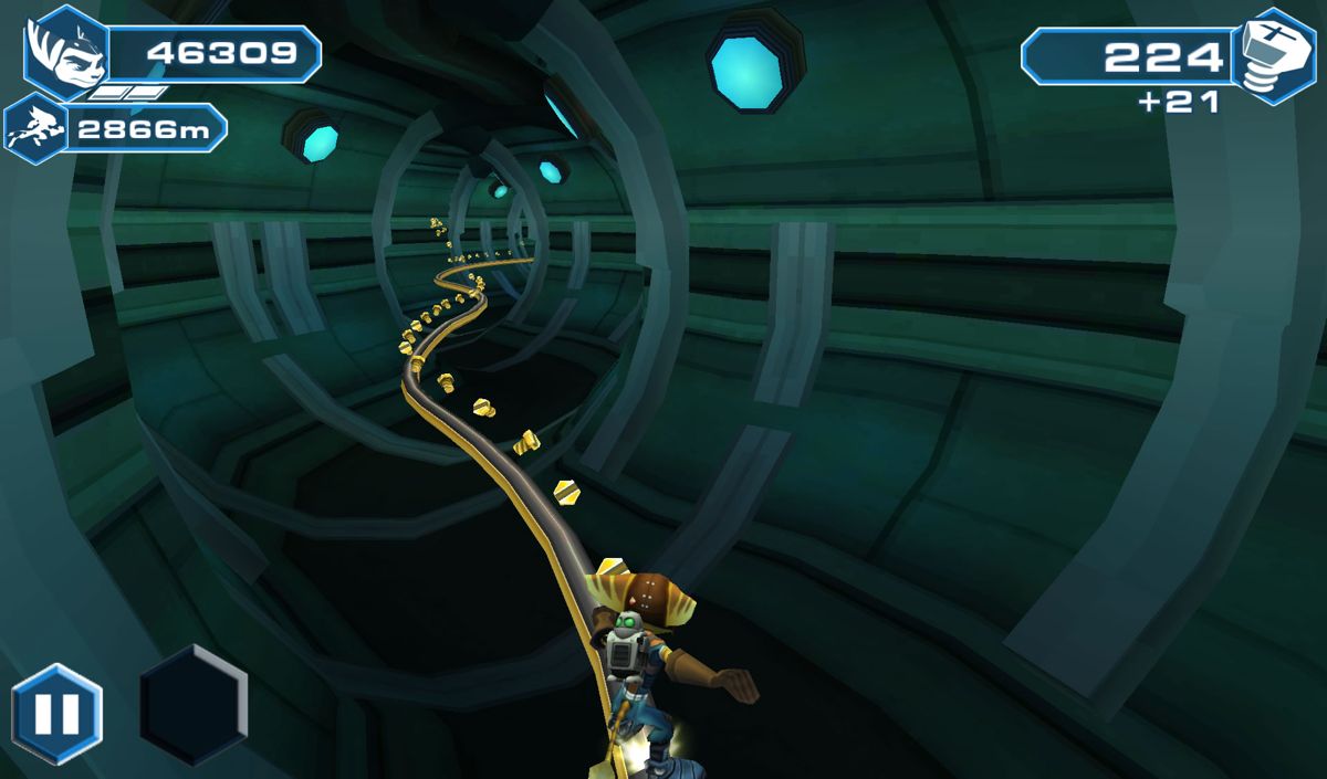 Ratchet & Clank: Before the Nexus (Android) screenshot: Don't forget to jump to collect all the bolts.