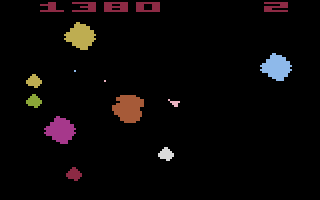 Asteroids (Atari 2600) screenshot: Blasting asteroids...