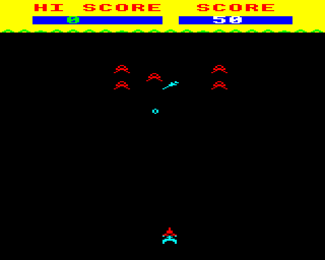 Galactic Intruders (BBC Micro) screenshot: These Ones Dive Towards Me