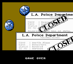 Lethal Weapon (NES) screenshot: You're dead
