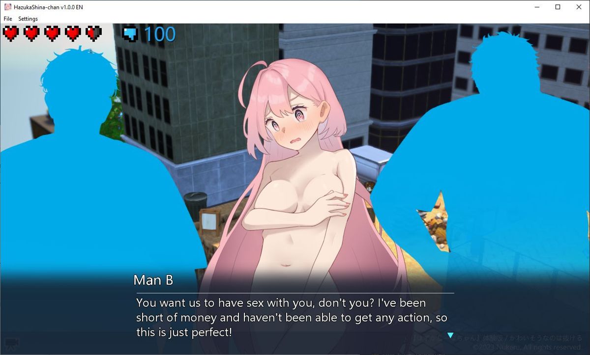 Screenshot of Embarrassed Shina-chan: The Naked Wandering College Girl  (Windows, 2023) - MobyGames