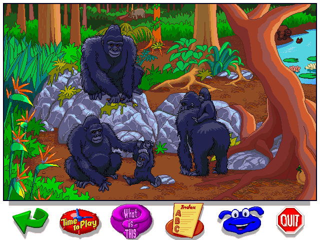 Let's Explore the Jungle (Windows) screenshot: 4 gorillas....no mist
